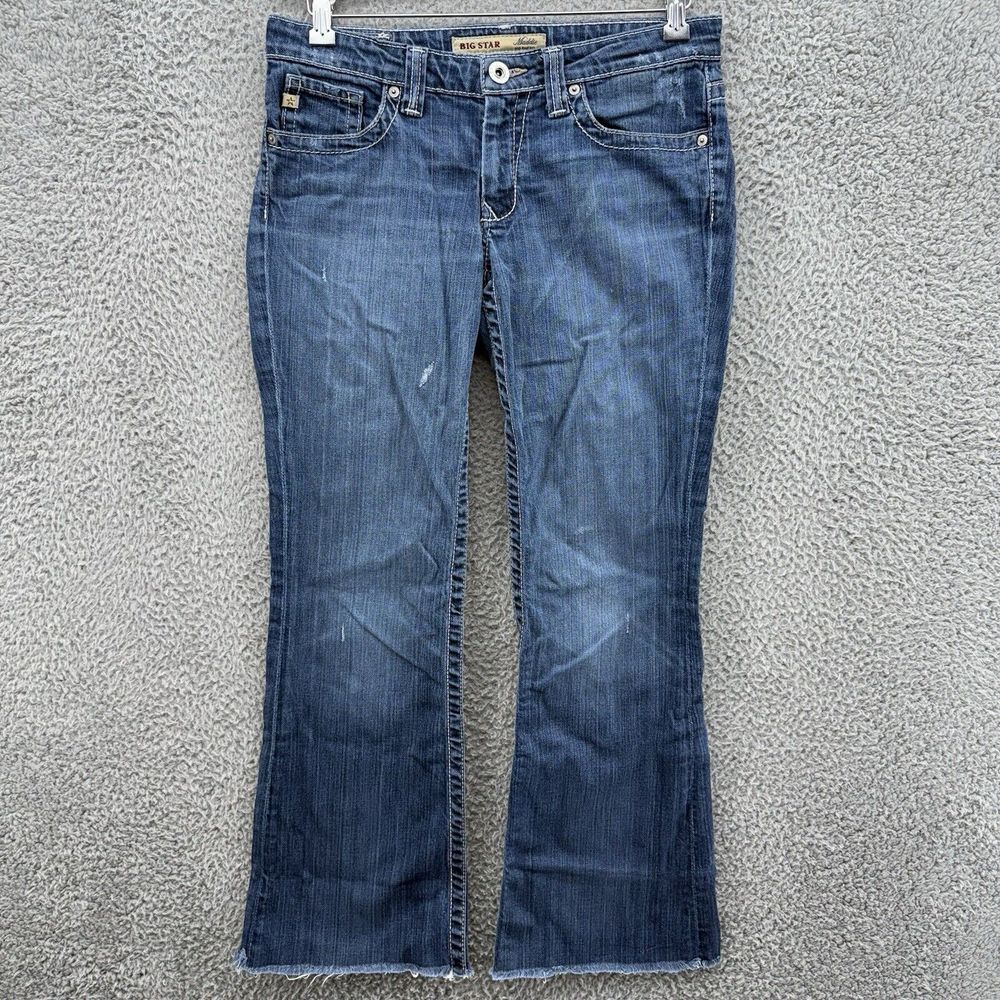 Big Star Jeans Women's 27L (31x28) Maddie Bootcut Low Rise Raw Hem Denim Stretch